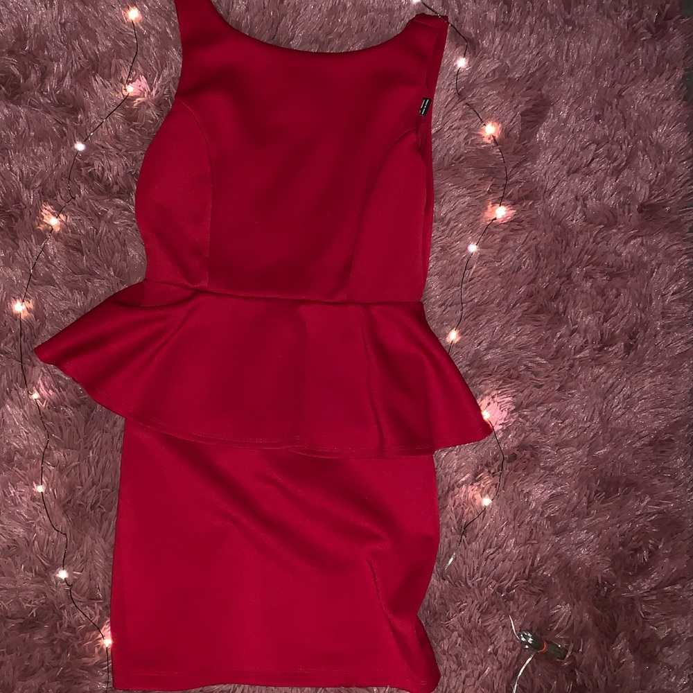 Red peplum dress